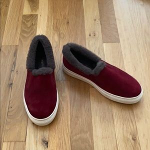 M.Gemi Cerchio Shearling Red Maroon Slip On Sz 37